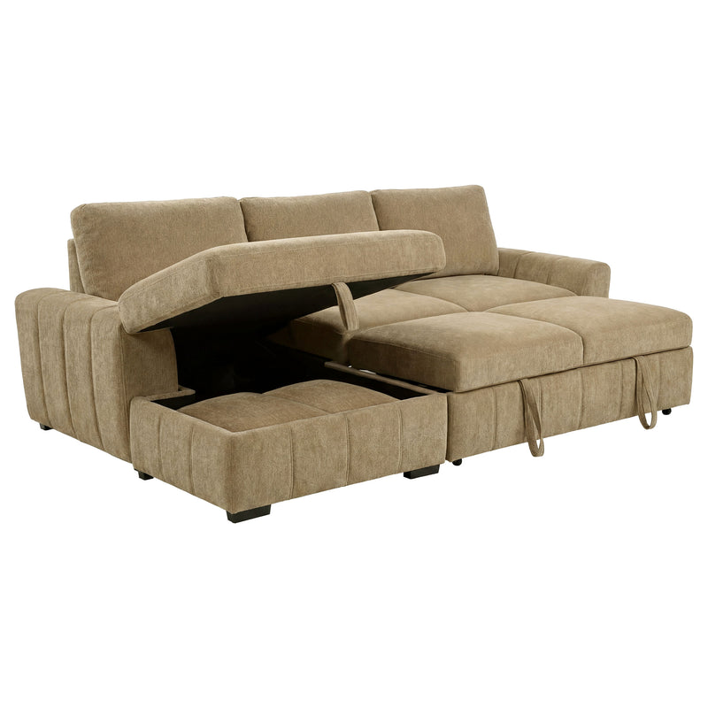 Sofá seccional Pastrana tapizado con cama, chaise longue a la derecha, gris