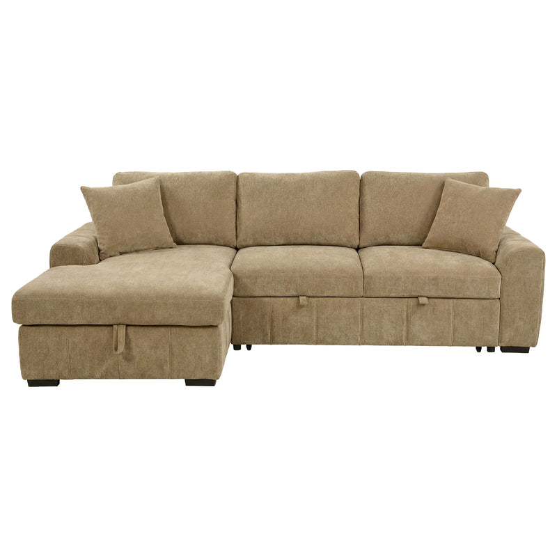 Sofá seccional Pastrana tapizado con cama, chaise longue a la derecha, gris