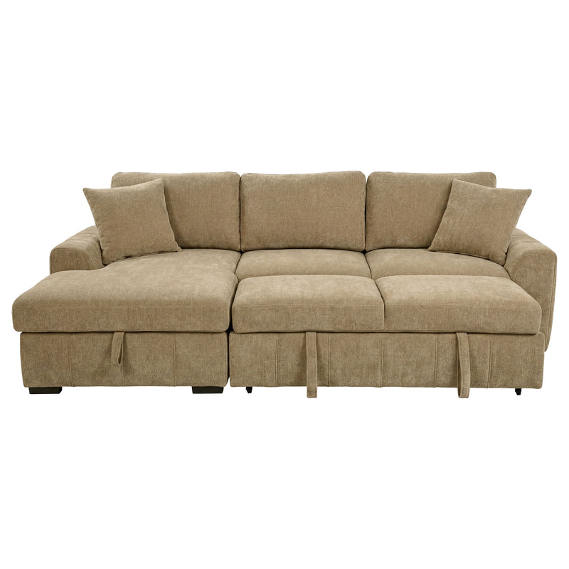 Sofá seccional Pastrana tapizado con cama, chaise longue a la derecha, gris