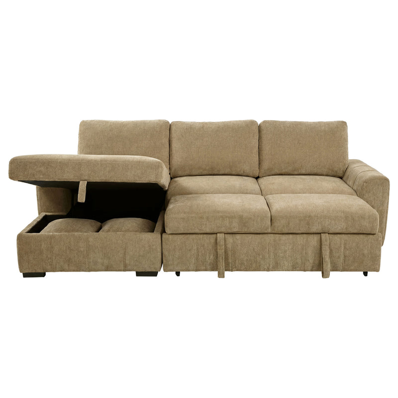 Sofá seccional Pastrana tapizado con cama, chaise longue a la derecha, gris