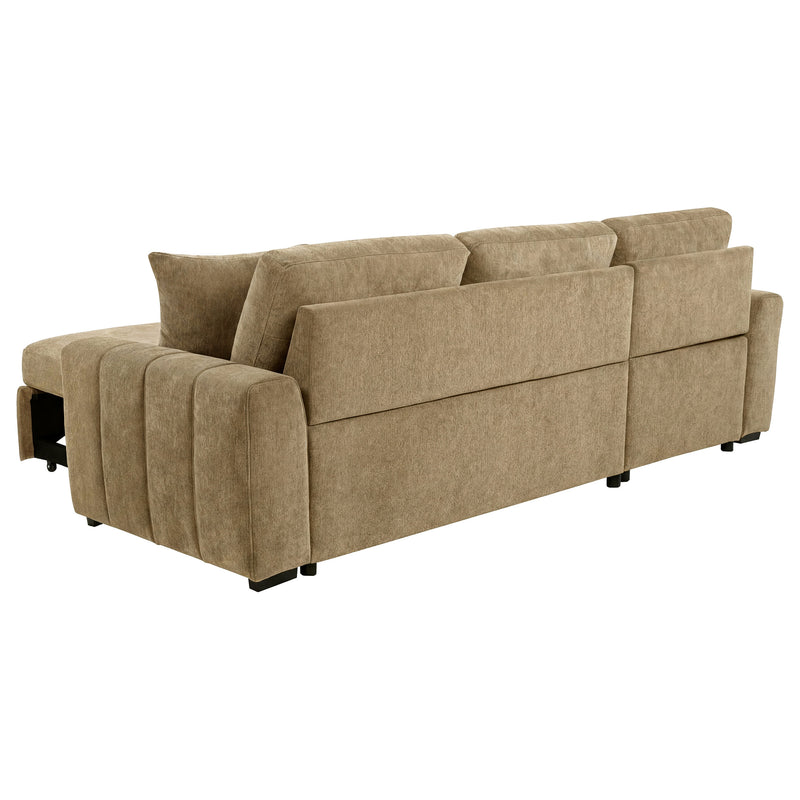 Sofá seccional Pastrana tapizado con cama, chaise longue a la derecha, gris