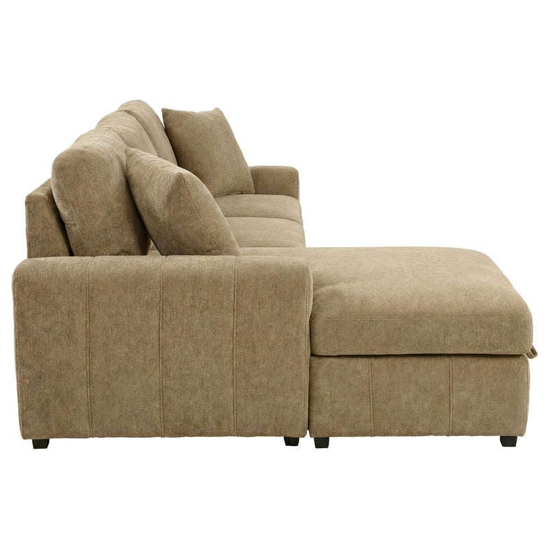 Sofá seccional Pastrana tapizado con cama, chaise longue a la derecha, gris