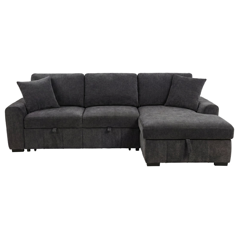 Sofá seccional Pastrana tapizado con cama, chaise longue a la derecha, gris