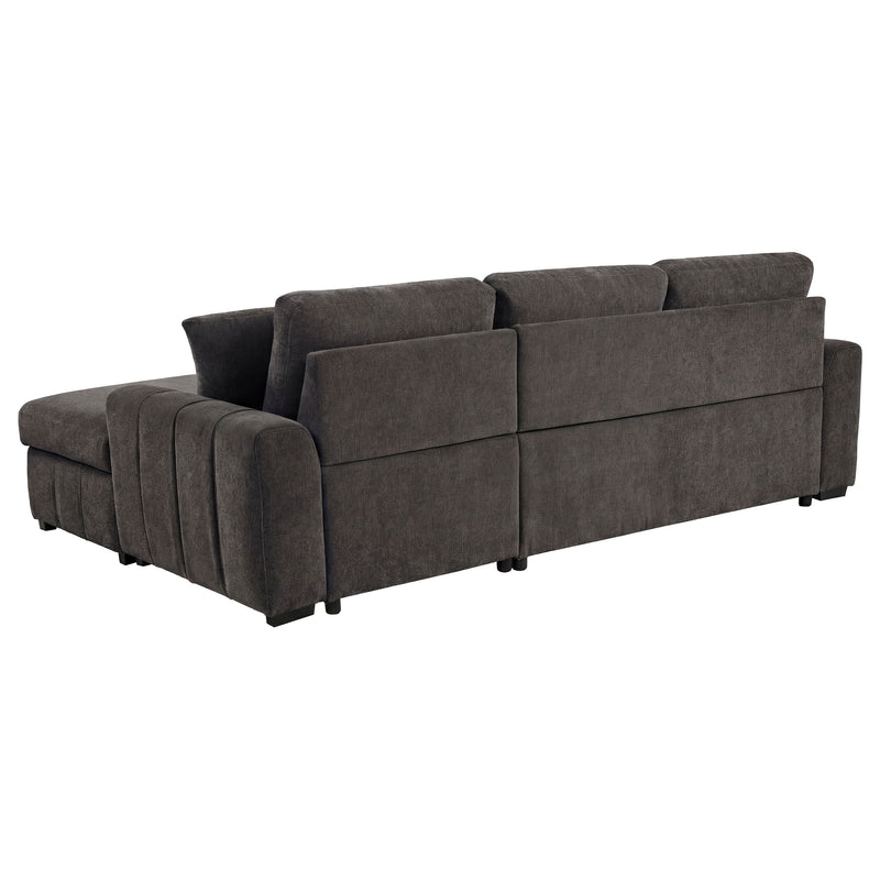 Sofá seccional Pastrana tapizado con cama, chaise longue a la derecha, gris