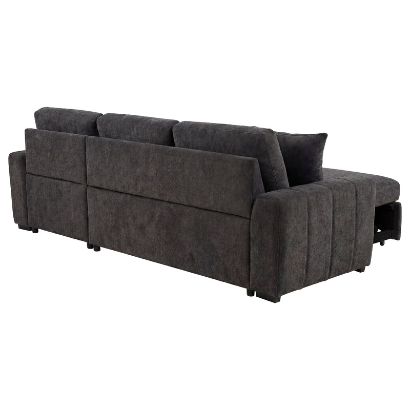 Sofá seccional Pastrana tapizado con cama, chaise longue a la derecha, gris