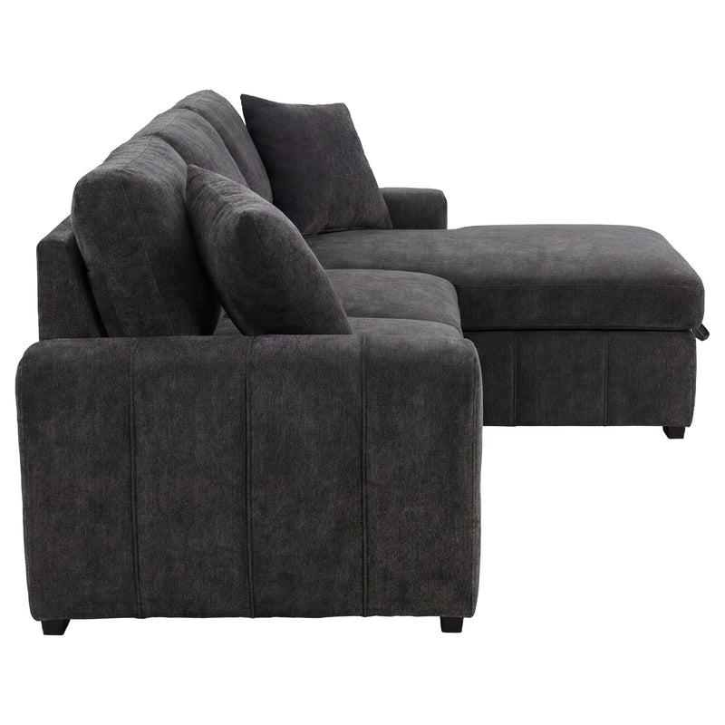 Sofá seccional Pastrana tapizado con cama, chaise longue a la derecha, gris