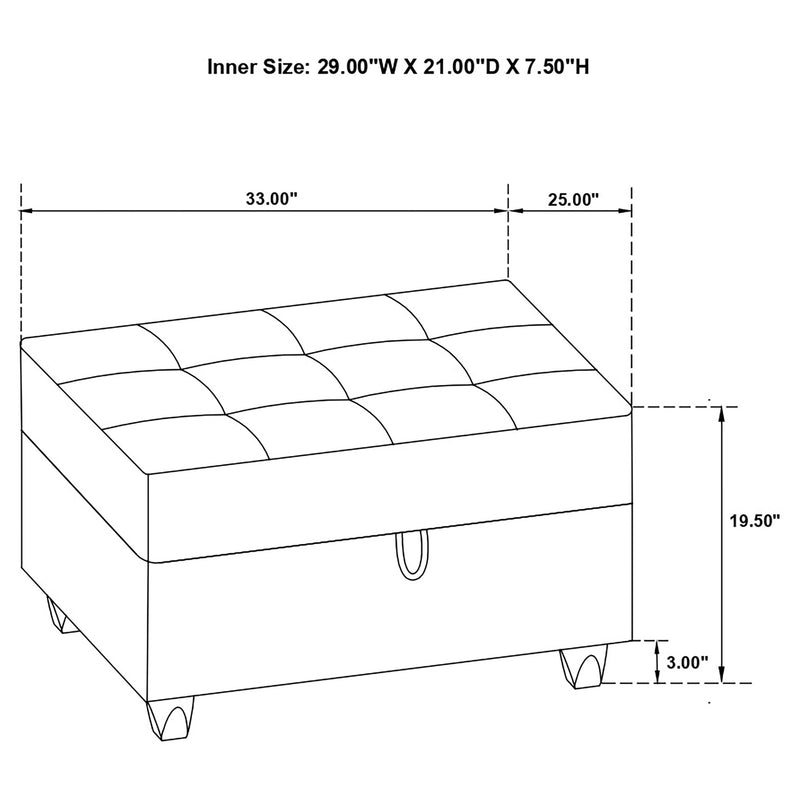Stonenesse Rectangular Upholstered Storage Ottoman Grey