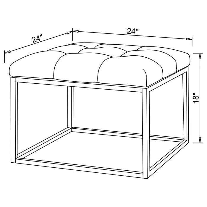 Swanson Upholstered Tufted Ottoman White and Chrome