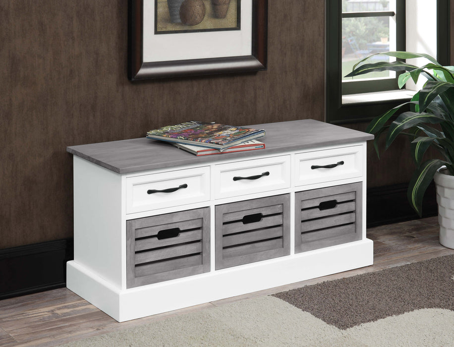 Alma 3-drawer Storage Bench Weathered Brown and White