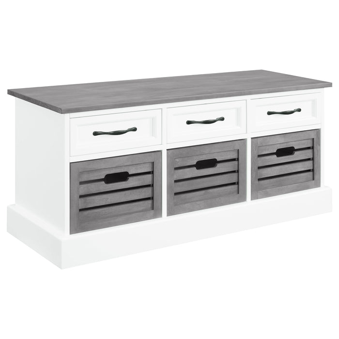 Alma 3-drawer Storage Bench Weathered Brown and White