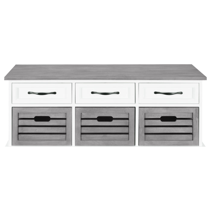 Alma 3-drawer Storage Bench Weathered Brown and White
