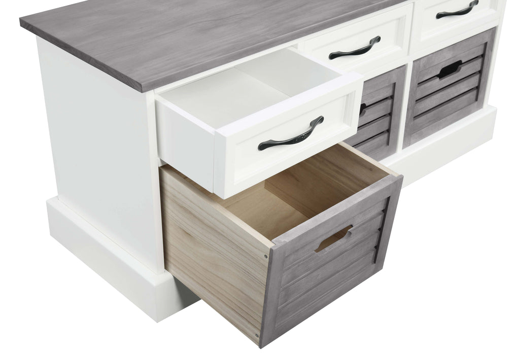 Alma 3-drawer Storage Bench Weathered Brown and White