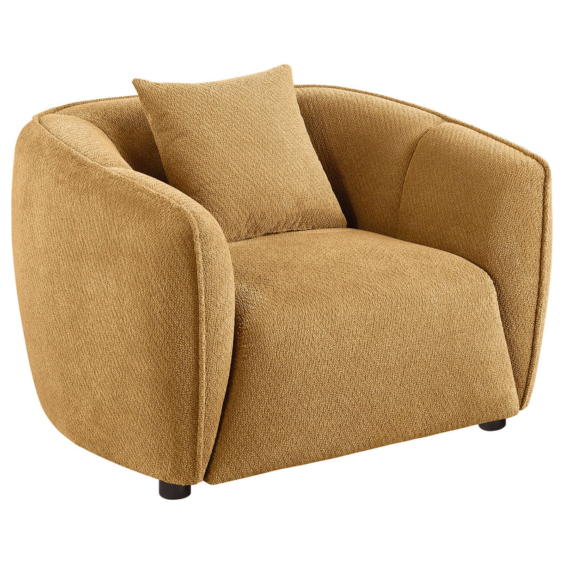 Sillón decorativo tapizado en chenilla Aleisha, color amarillo mostaza