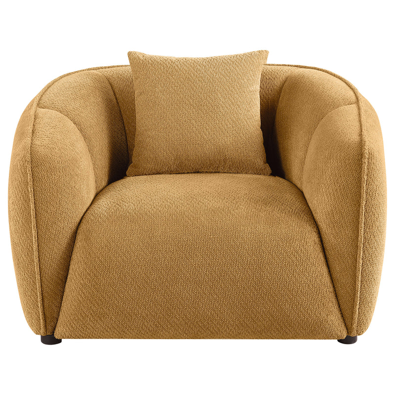 Sillón decorativo tapizado en chenilla Aleisha, color amarillo mostaza
