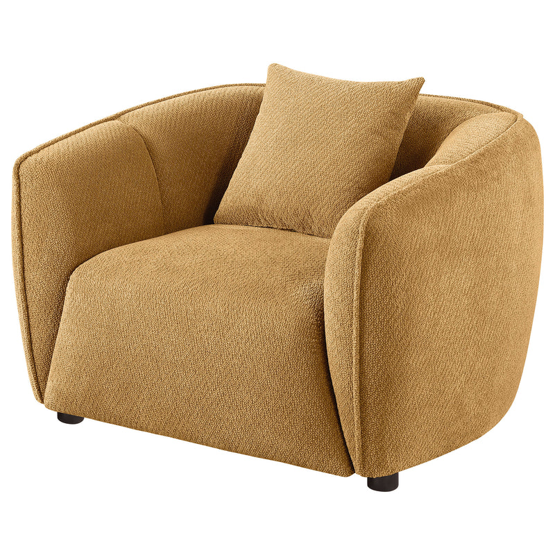 Sillón decorativo tapizado en chenilla Aleisha, color amarillo mostaza