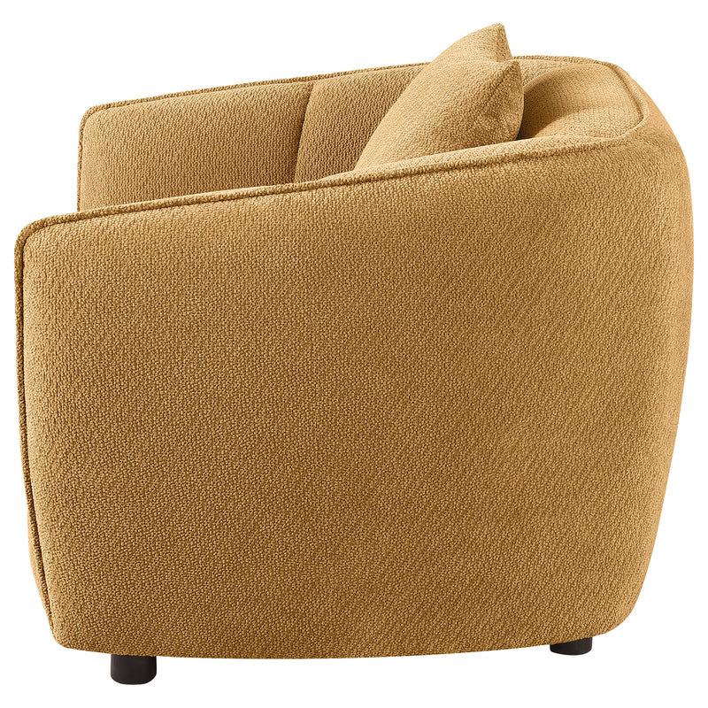 Sillón decorativo tapizado en chenilla Aleisha, color amarillo mostaza