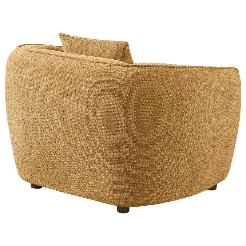 Sillón decorativo tapizado en chenilla Aleisha, color amarillo mostaza