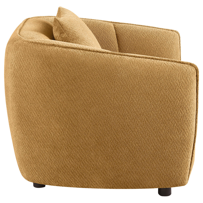 Sillón decorativo tapizado en chenilla Aleisha, color amarillo mostaza