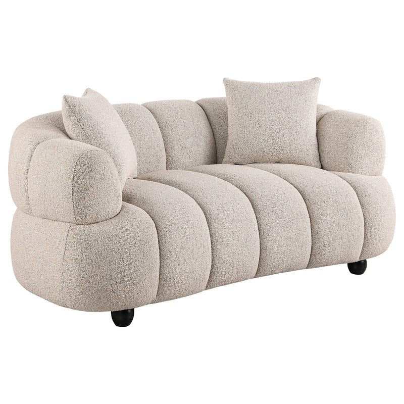 Whitney 2-Piece Contemporary Channel Tufted Boucle Sofa Set Pebble