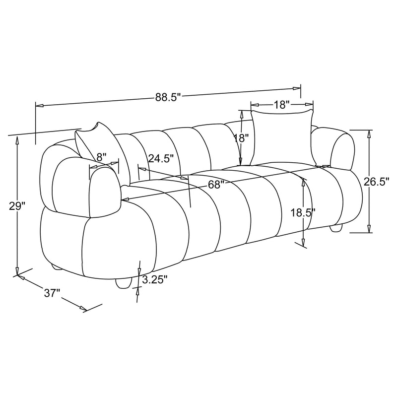 Whitney 2-Piece Contemporary Channel Tufted Boucle Sofa Set Pebble
