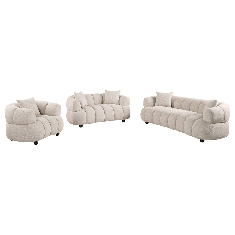 Juego de sofá tapizado bouclé con botones capitoné modelo Whitney Contemporary