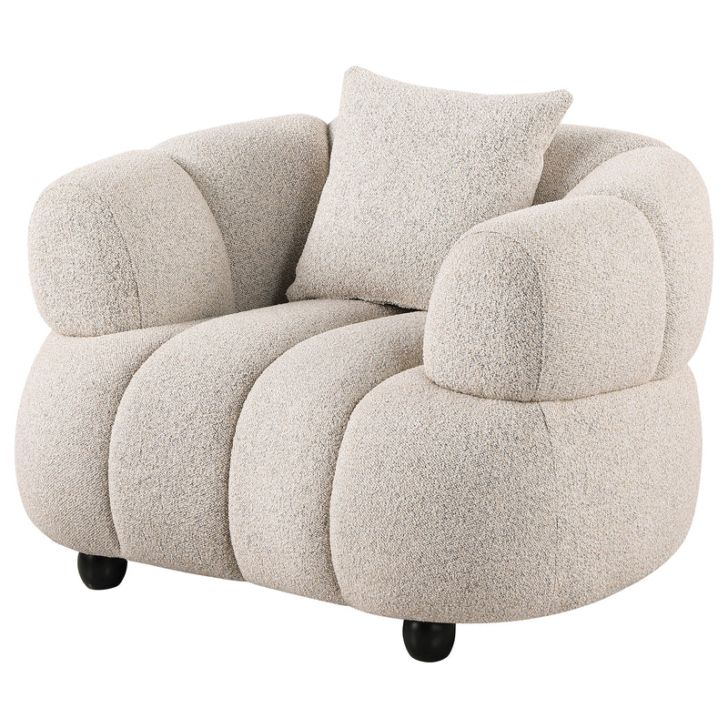 Sillón Decorativo Tapizado en Bouclé con Capitón de Canal Whitney Contemporary