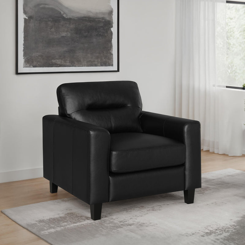 Sillón con brazos rectos tapizado en piel sintética Scotland
