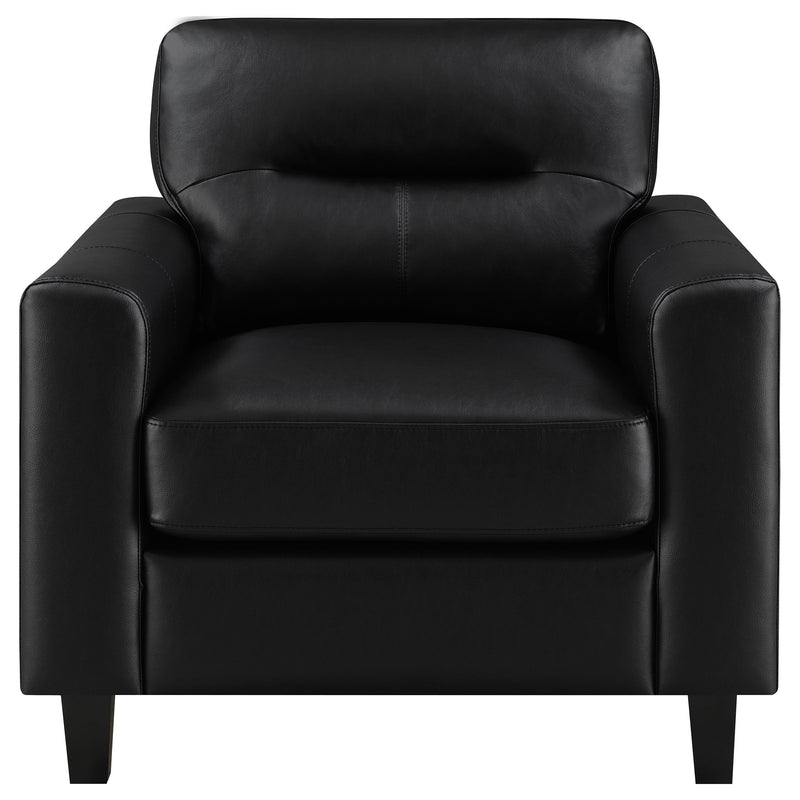 Sillón con brazos rectos tapizado en piel sintética Scotland