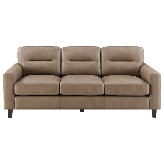 Scotland Faux Leather Upholstered Track Arm Sofa