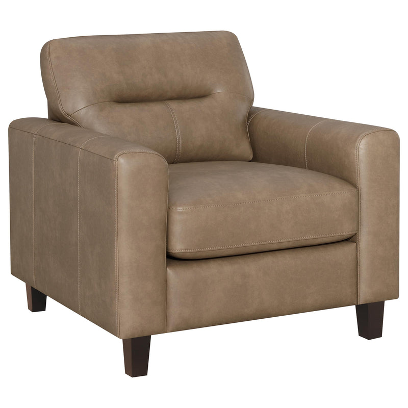 Sillón con brazos rectos tapizado en piel sintética Scotland