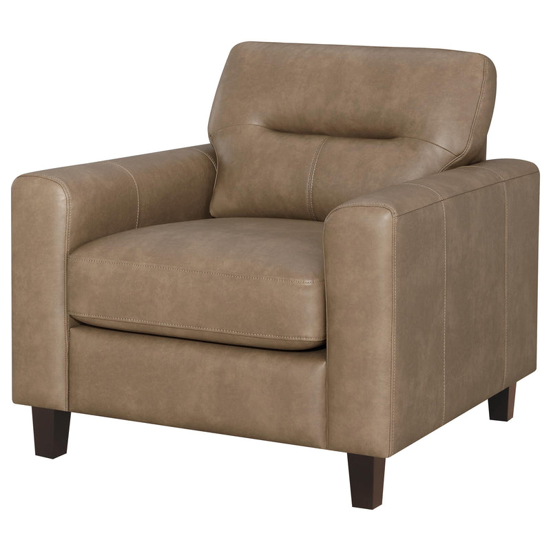 Sillón con brazos rectos tapizado en piel sintética Scotland