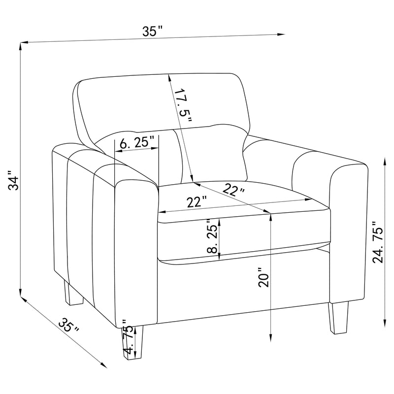 Sillón con brazos rectos tapizado en piel sintética Scotland
