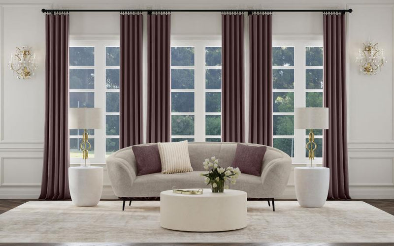 Ellorie Upholstered Channel Back Curved Sofa Beige