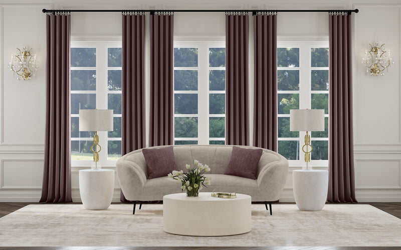 Sofá biplaza curvado Ellorie tapizado con respaldo acanalado beige