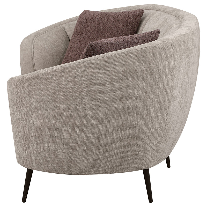 Sofá biplaza curvado Ellorie tapizado con respaldo acanalado beige