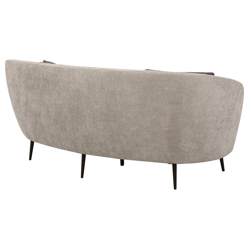 Sofá biplaza curvado Ellorie tapizado con respaldo acanalado beige