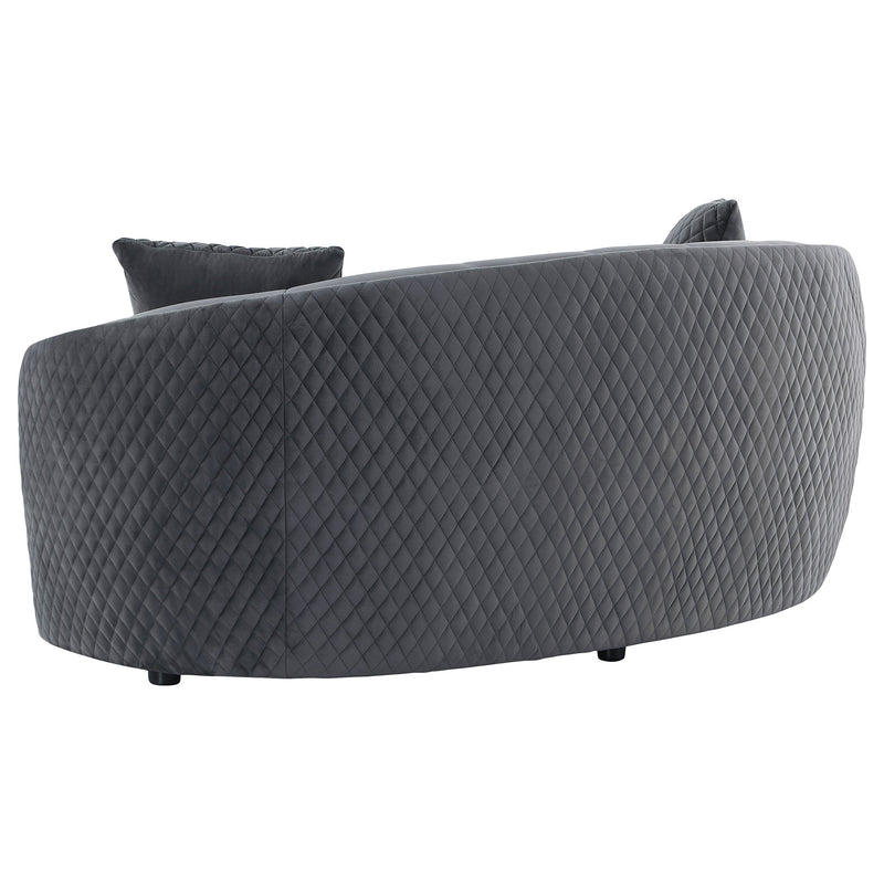Brookside Sofá curvo de terciopelo tapizado gris oscuro