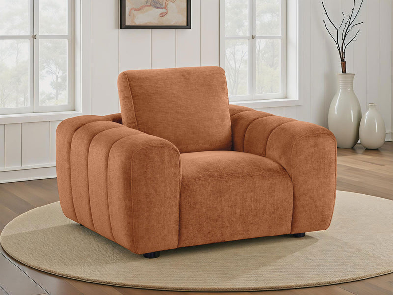 Sillón tapizado en chenilla Burnett