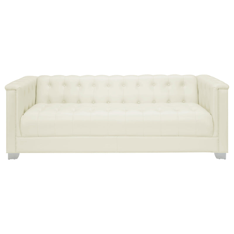 Chaviano Upholstered Track Arm Sofa Pearl White