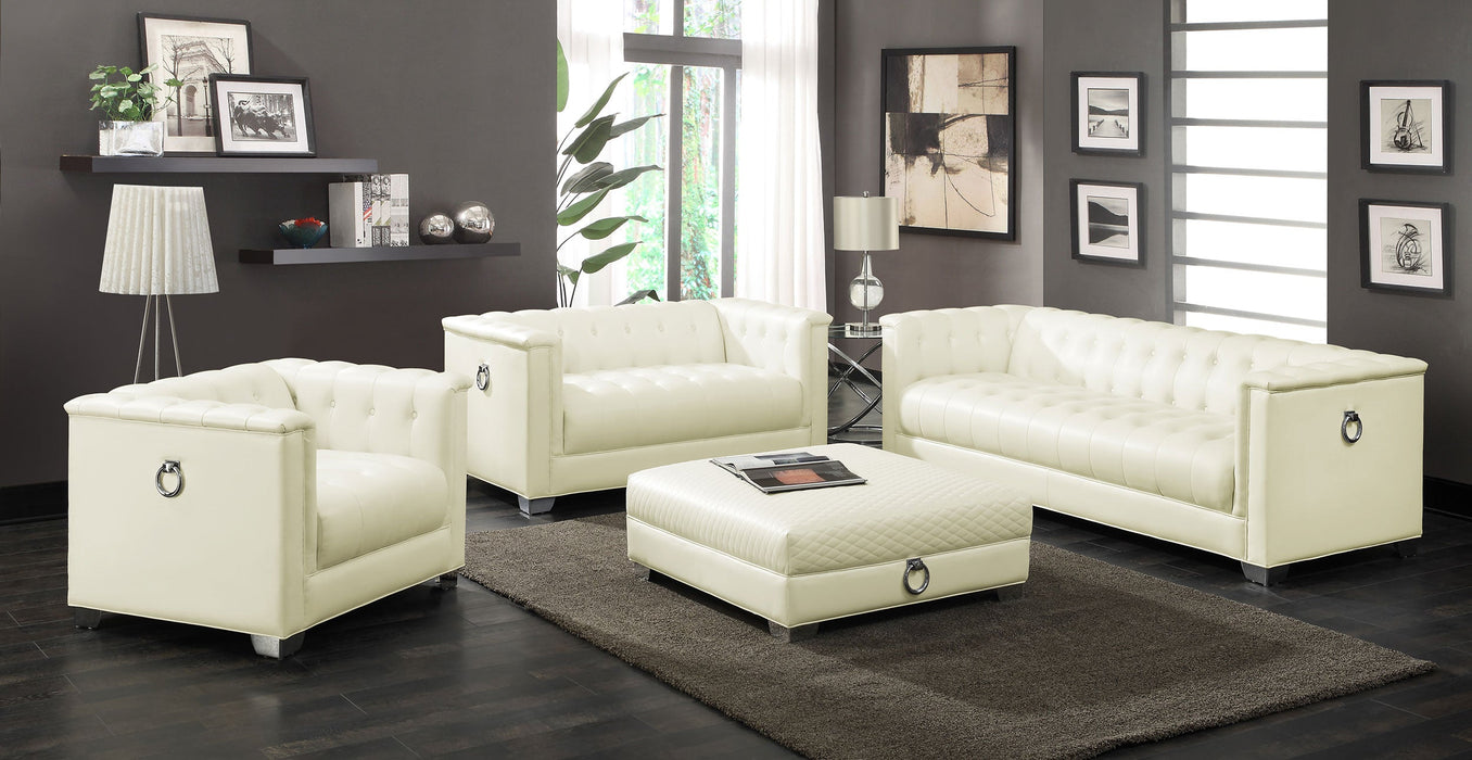 Chaviano Tufted Upholstered Sofa Pearl White