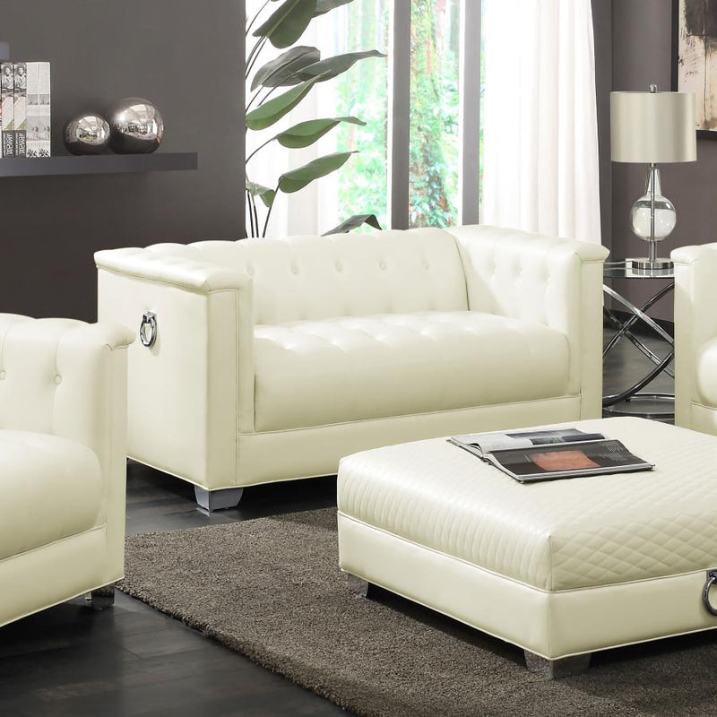 Loveseat con brazos rectos tapizado Chaviano Blanco Perla