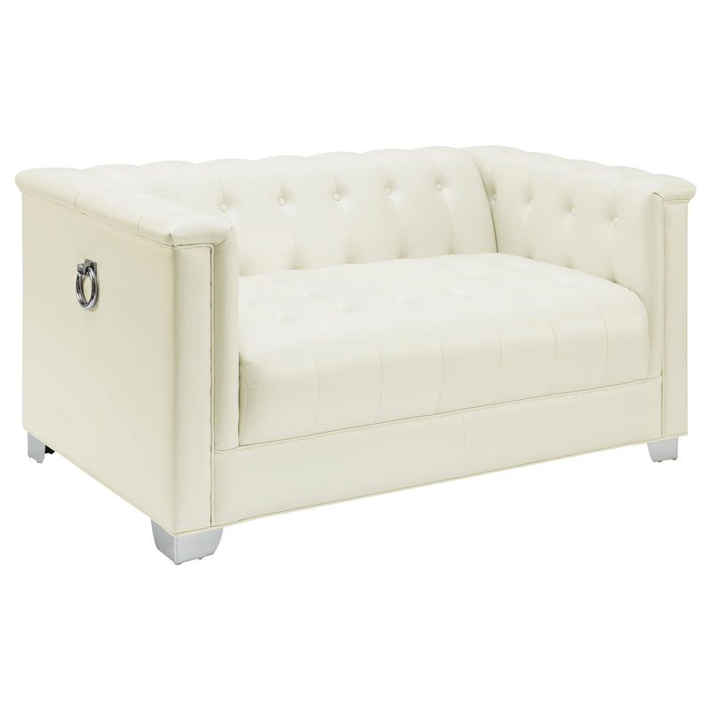 Loveseat con brazos rectos tapizado Chaviano Blanco Perla