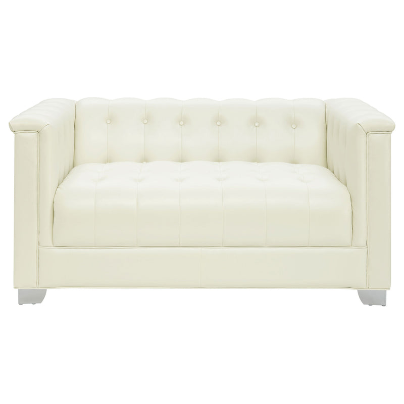 Loveseat con brazos rectos tapizado Chaviano Blanco Perla