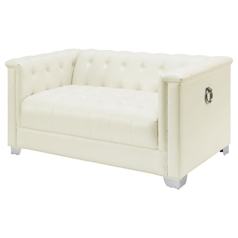 Loveseat con brazos rectos tapizado Chaviano Blanco Perla