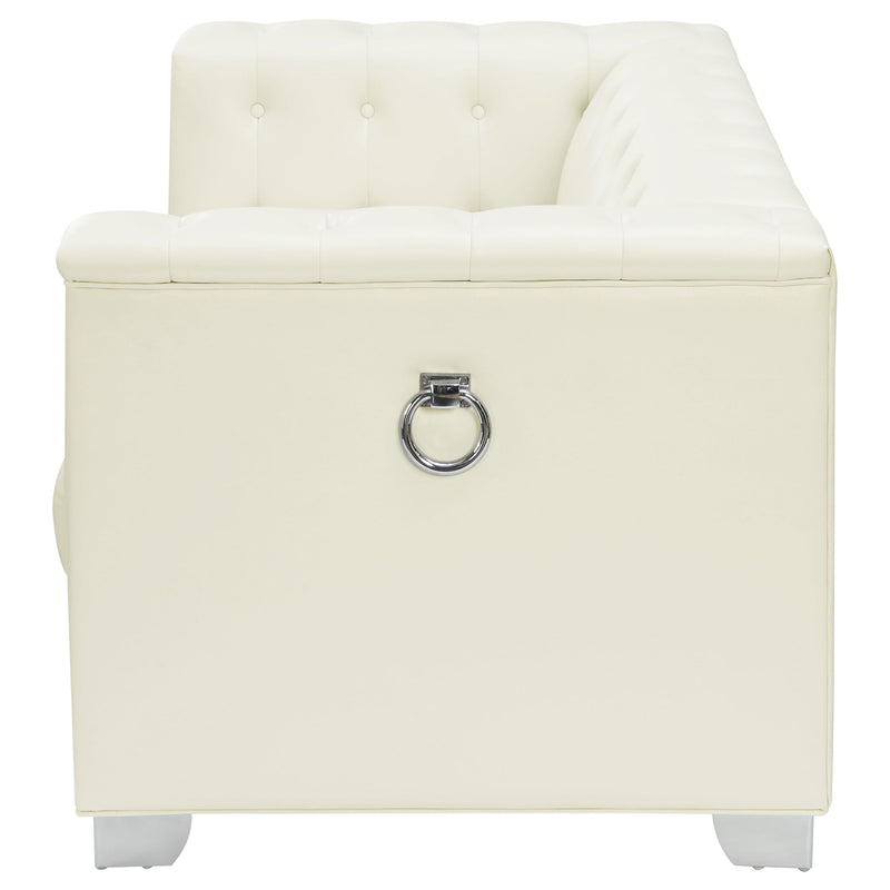 Loveseat con brazos rectos tapizado Chaviano Blanco Perla