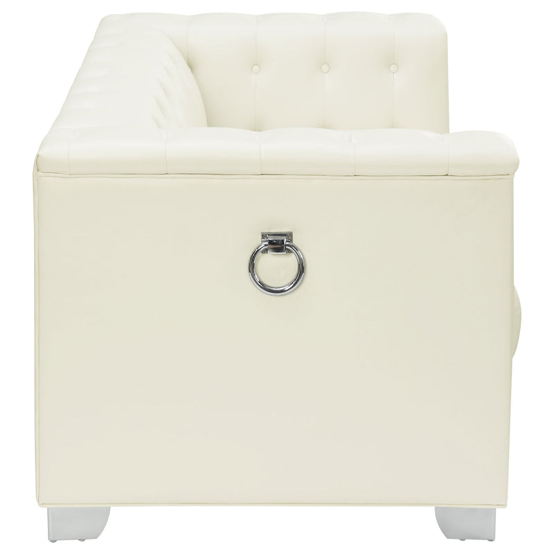 Loveseat con brazos rectos tapizado Chaviano Blanco Perla
