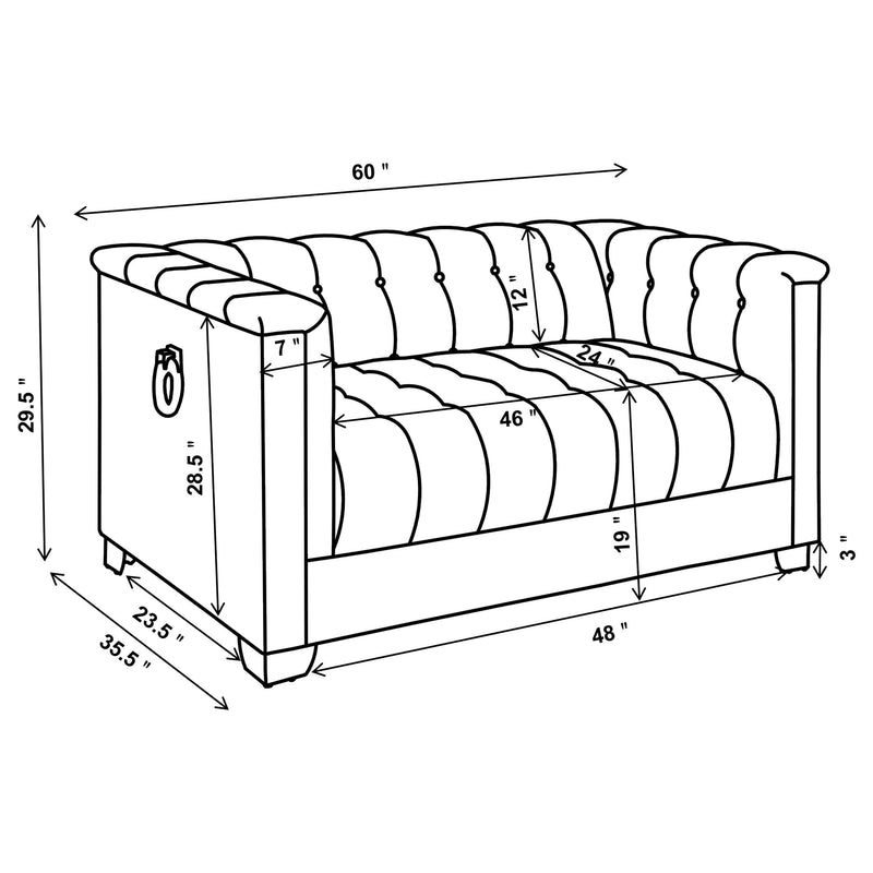 Loveseat con brazos rectos tapizado Chaviano Blanco Perla