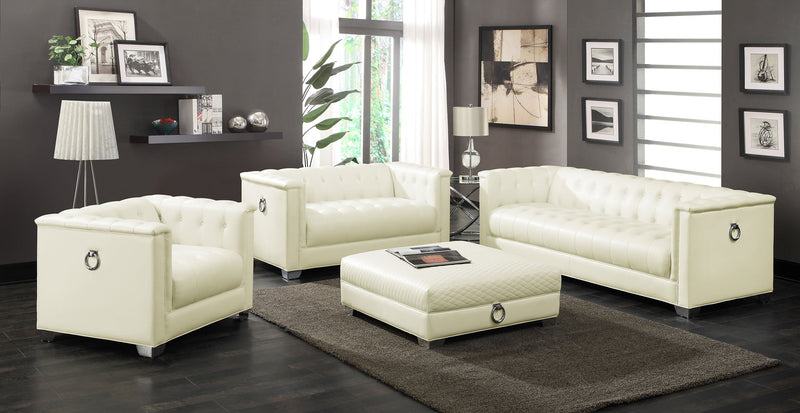 Loveseat con brazos rectos tapizado Chaviano Blanco Perla