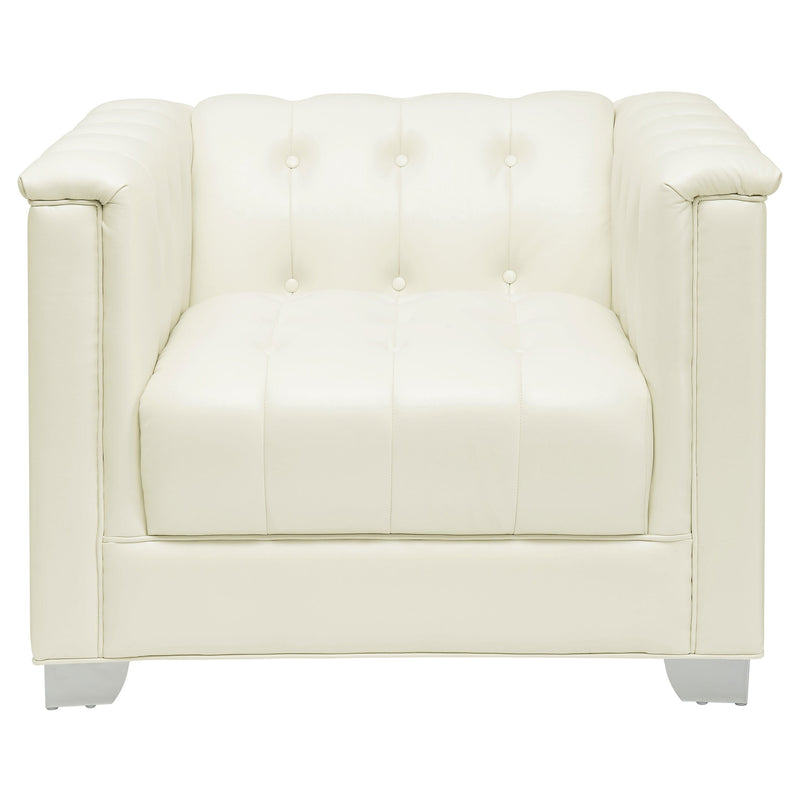Sillón decorativo Chaviano con brazos rectos tapizado, blanco perla