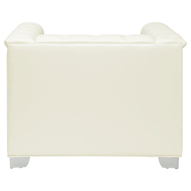 Sillón decorativo Chaviano con brazos rectos tapizado, blanco perla
